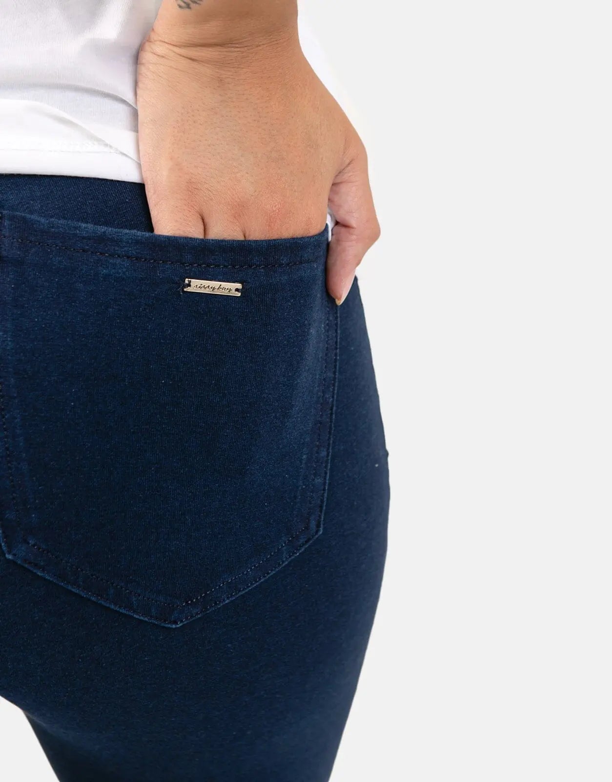 Sissy Boy High Waist Bootleg Zip Knit Denim Jeans Indigo - Subwear