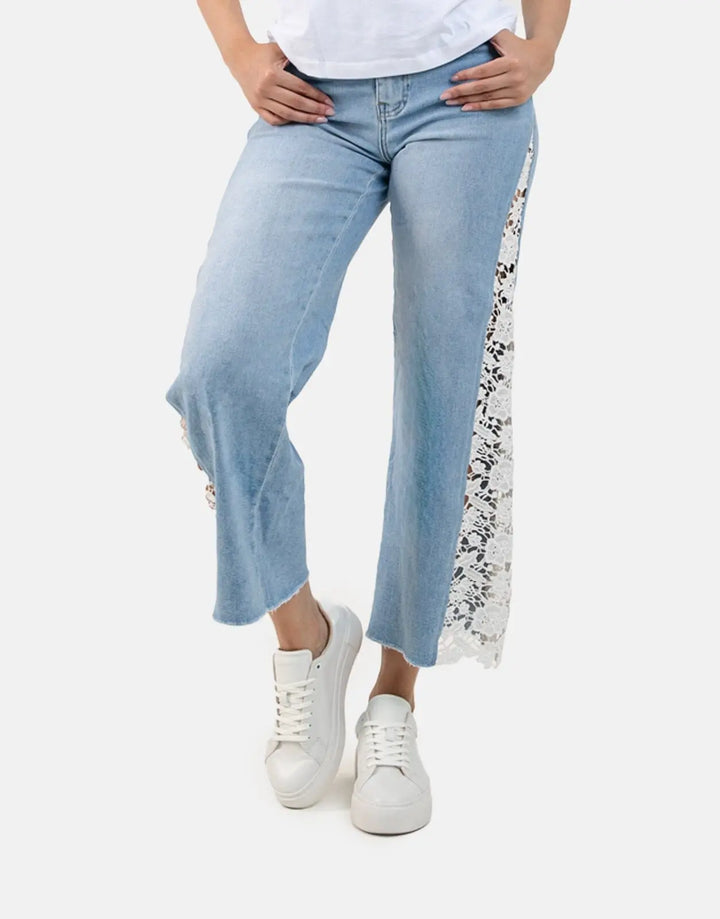 Sissy Boy High Waist Crochet Inset Wide Leg Lt Vintage Jeans - Subwear
