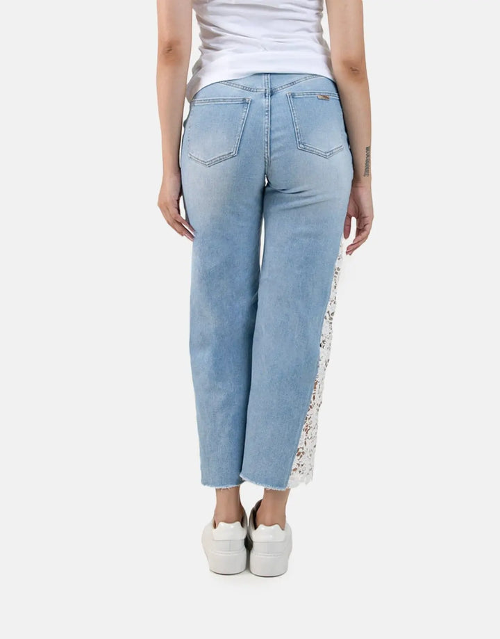 Sissy Boy High Waist Crochet Inset Wide Leg Lt Vintage Jeans - Subwear