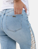 Sissy Boy High Waist Crochet Inset Wide Leg Lt Vintage Jeans - Subwear