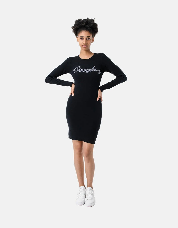 Sissy Boy Knitted Bling Logo Dress Black - Subwear