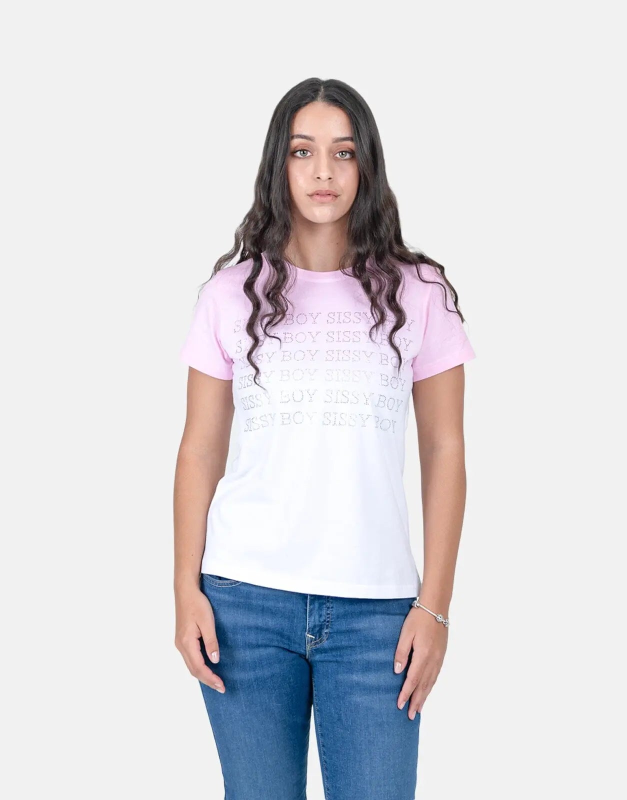 Sissy Boy Regular Fit Tie Dye Bling T-Shirt Pink/White - Subwear