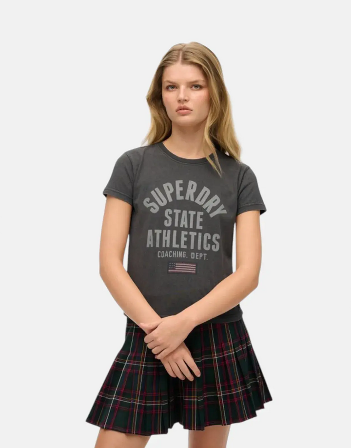 Superdry Athletic Graphic Fitted Charcoal T-Shirt - Subwear