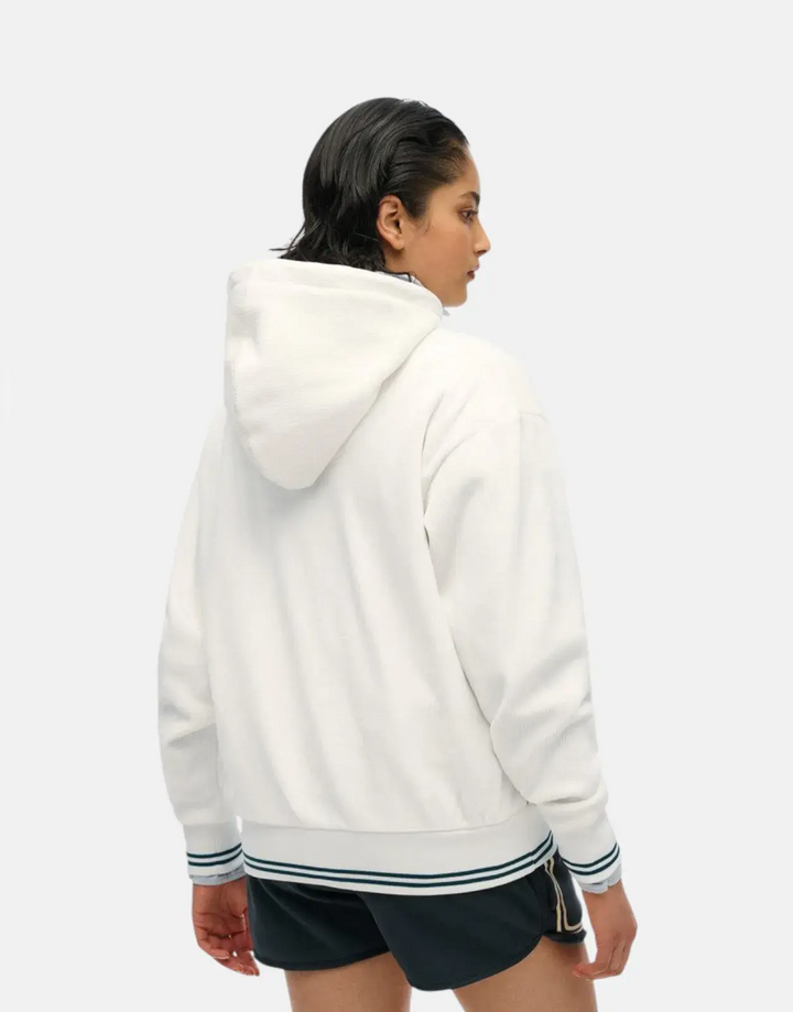 Superdry Country Club Velour Zip Hooded Sweatshirt Off-White - Subwear