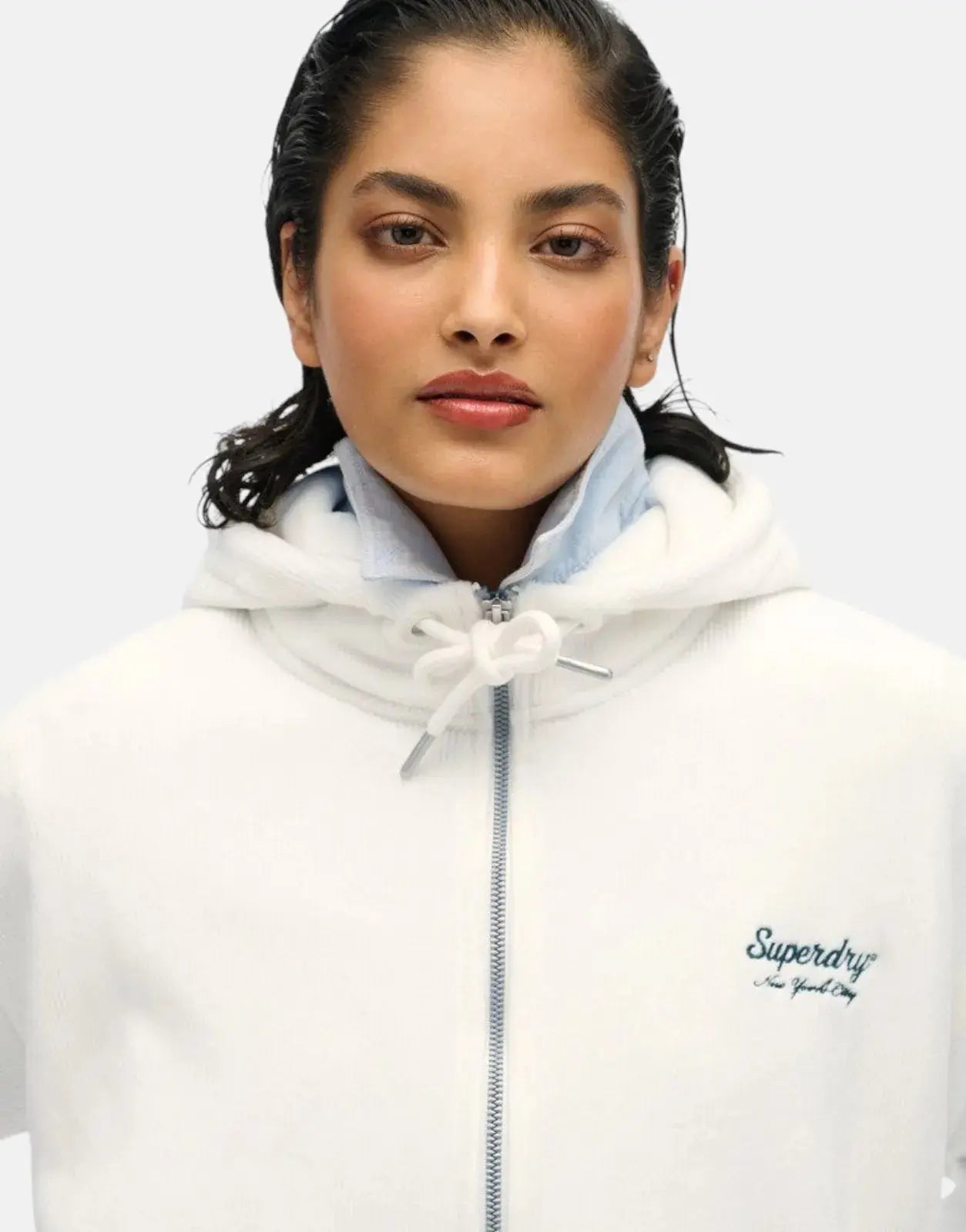 Superdry Country Club Velour Zip Hooded Sweatshirt Off-White - Subwear