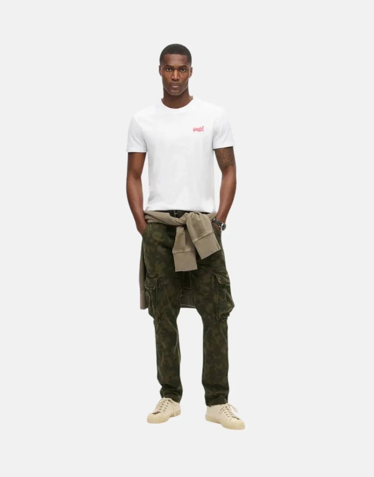 Superdry Essential Logo EMB Hazard White T-Shirt - Subwear