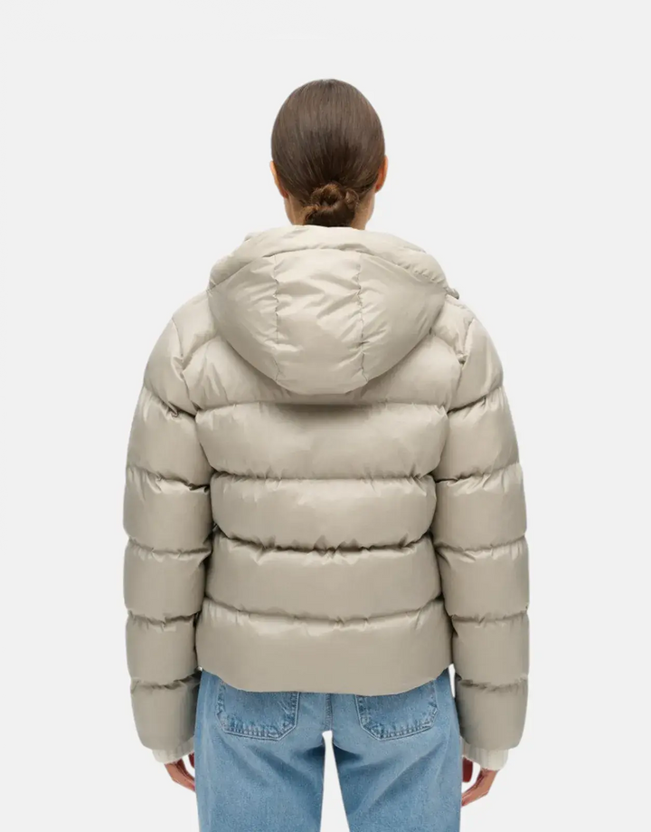 Superdry Hooded Luxe Sports Oyster Cream Sheen Jacket - Subwear