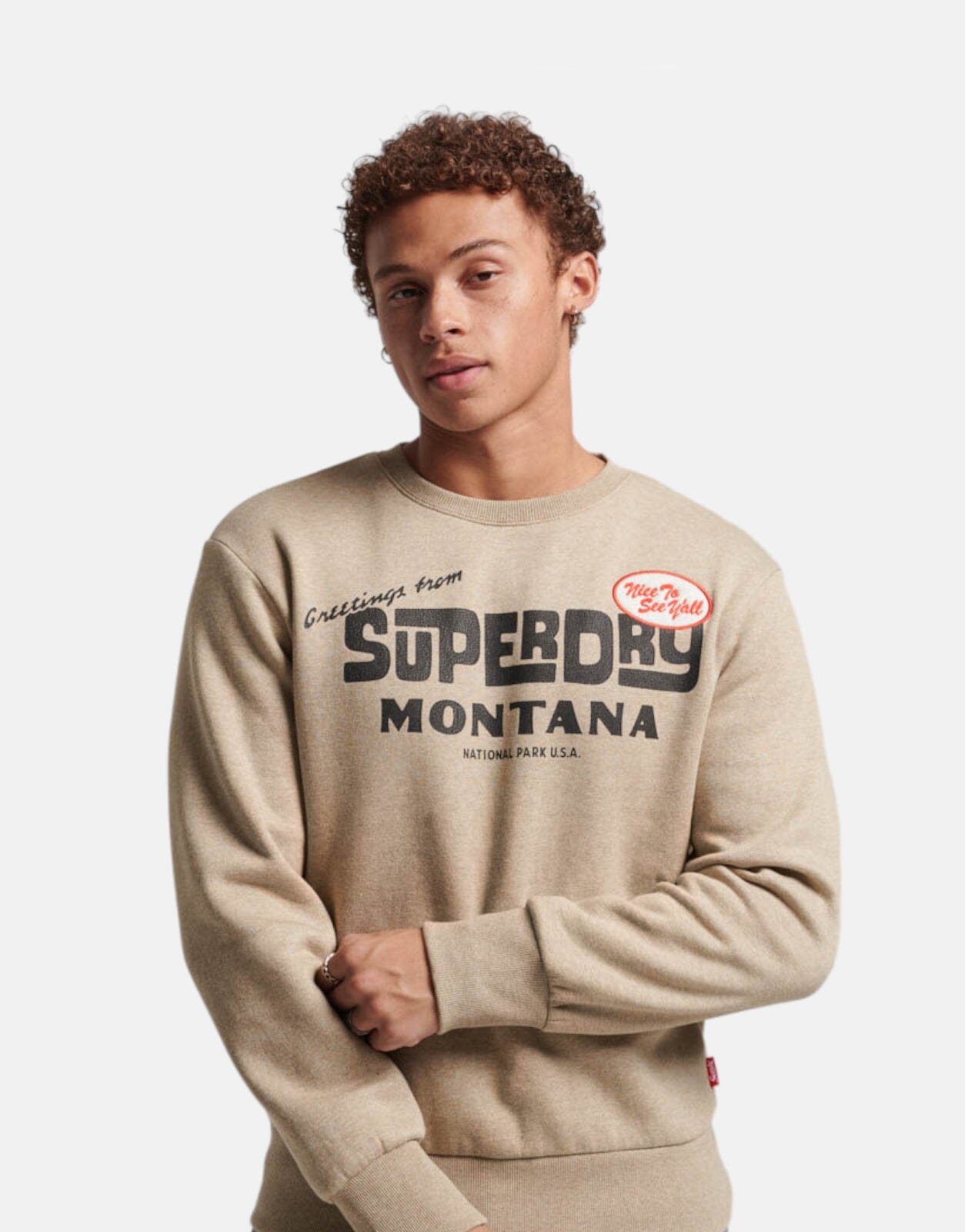 Superdry Travel Postcard Graphic Sweatshirt Brn - Subwear