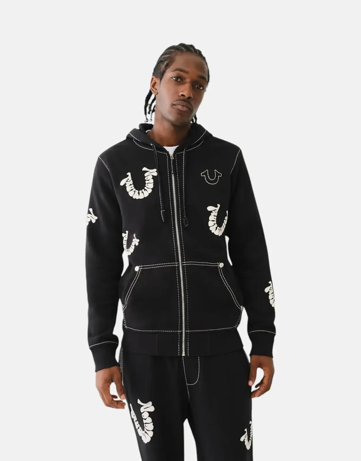 True Religion Allover Puff Hooded Sweatshirt - Subwear