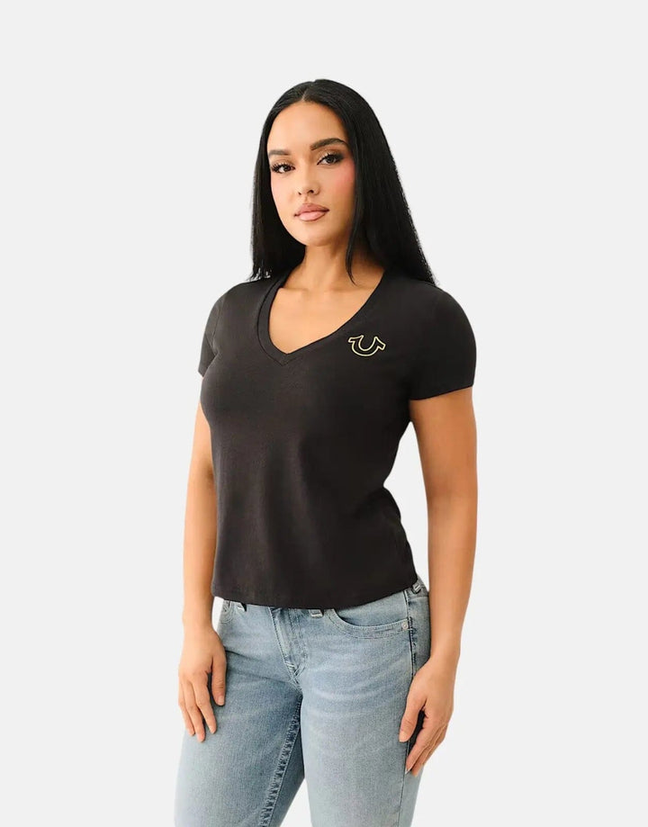 True Religion Diamond HD V-Neck Black T-Shirt - Subwear