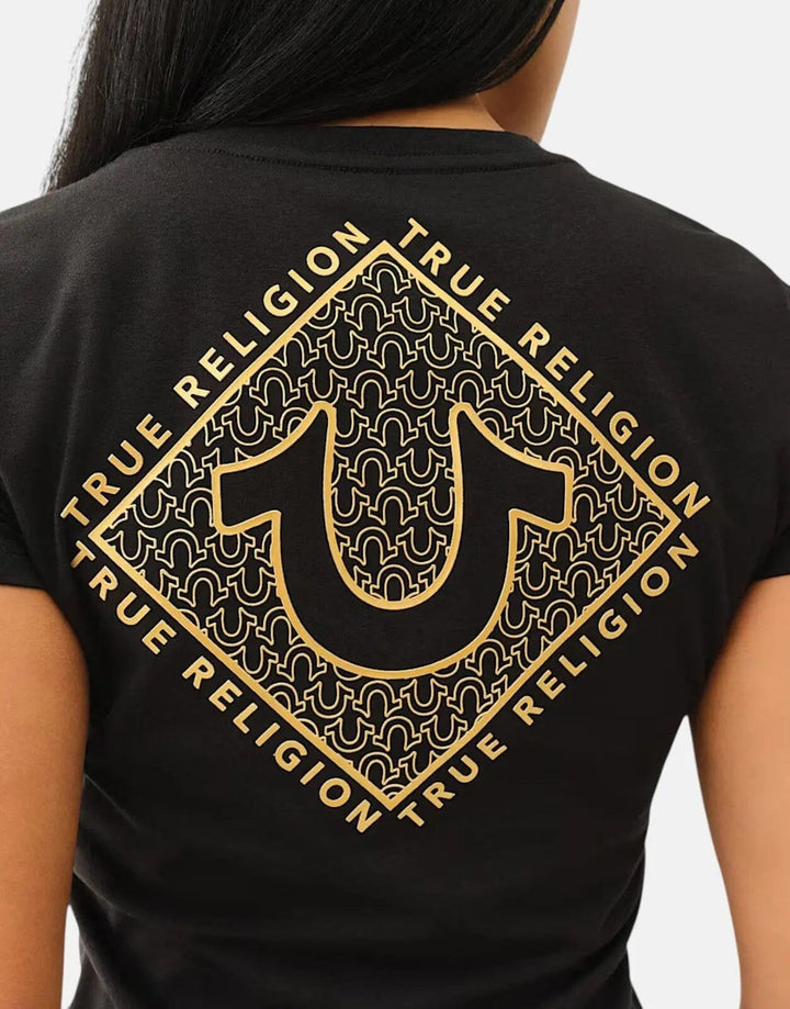 True Religion Diamond HD V-Neck Black T-Shirt - Subwear