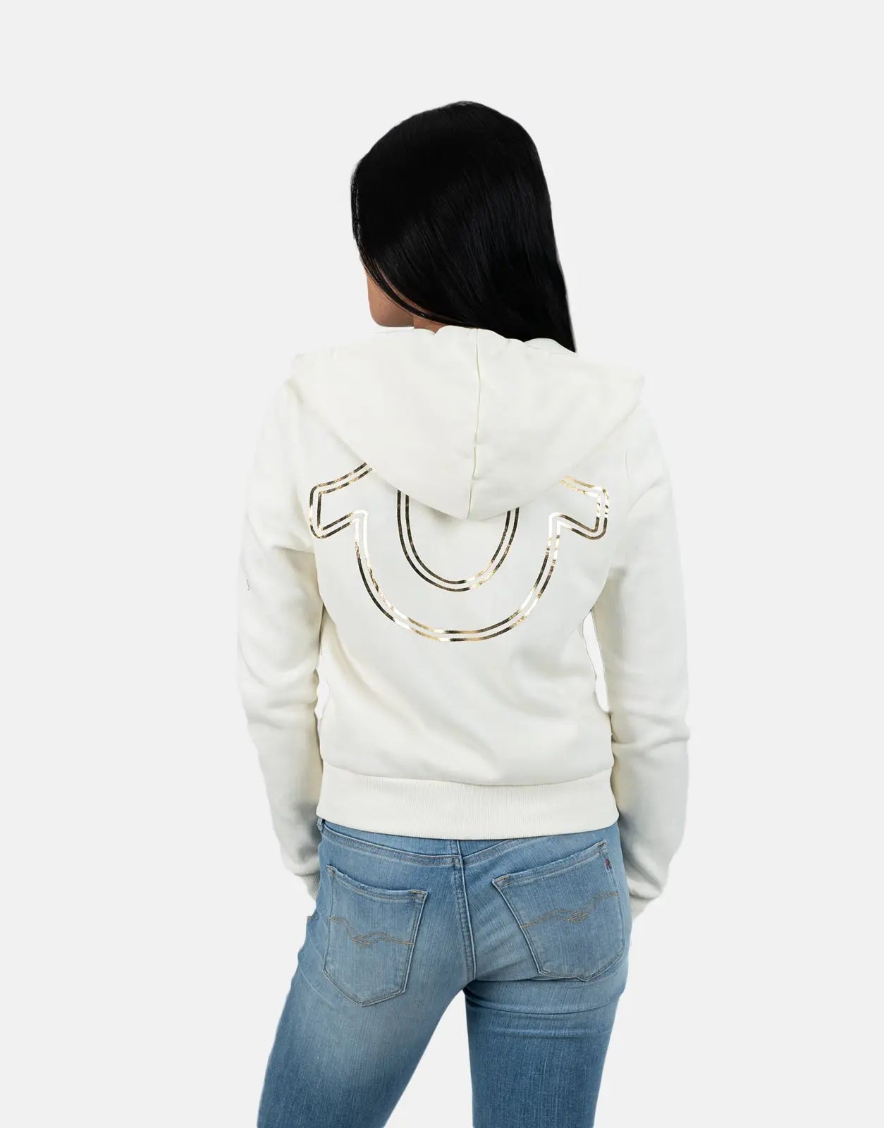 True Religion HS Script Zip Off White Hoodie - Subwear