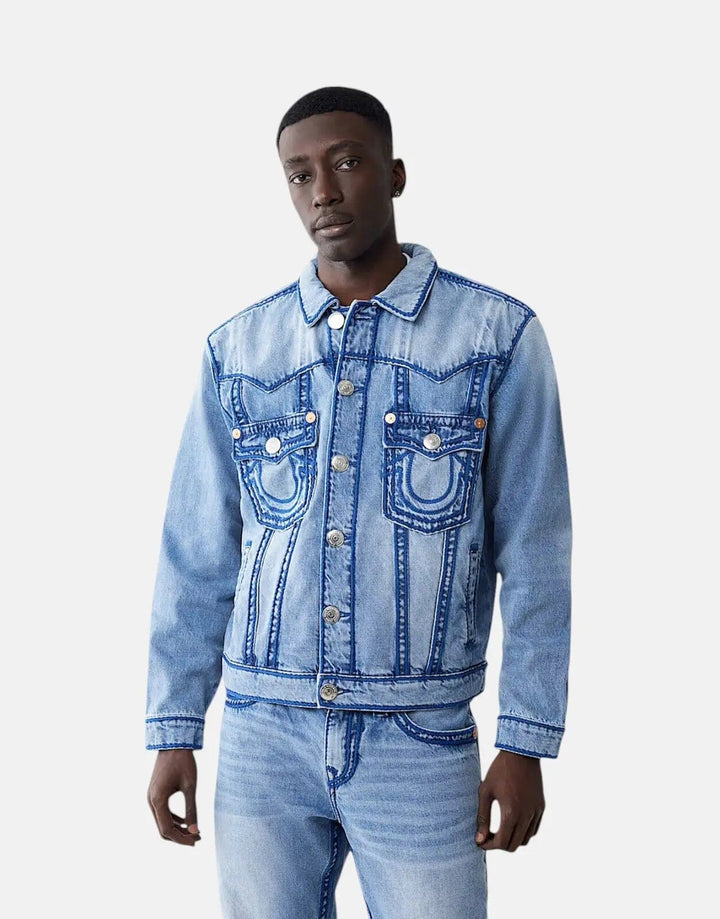 True Religion Oversize Rope Stitch Blue Jacket - Subwear