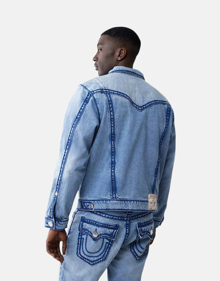 True Religion Oversize Rope Stitch Blue Jacket - Subwear