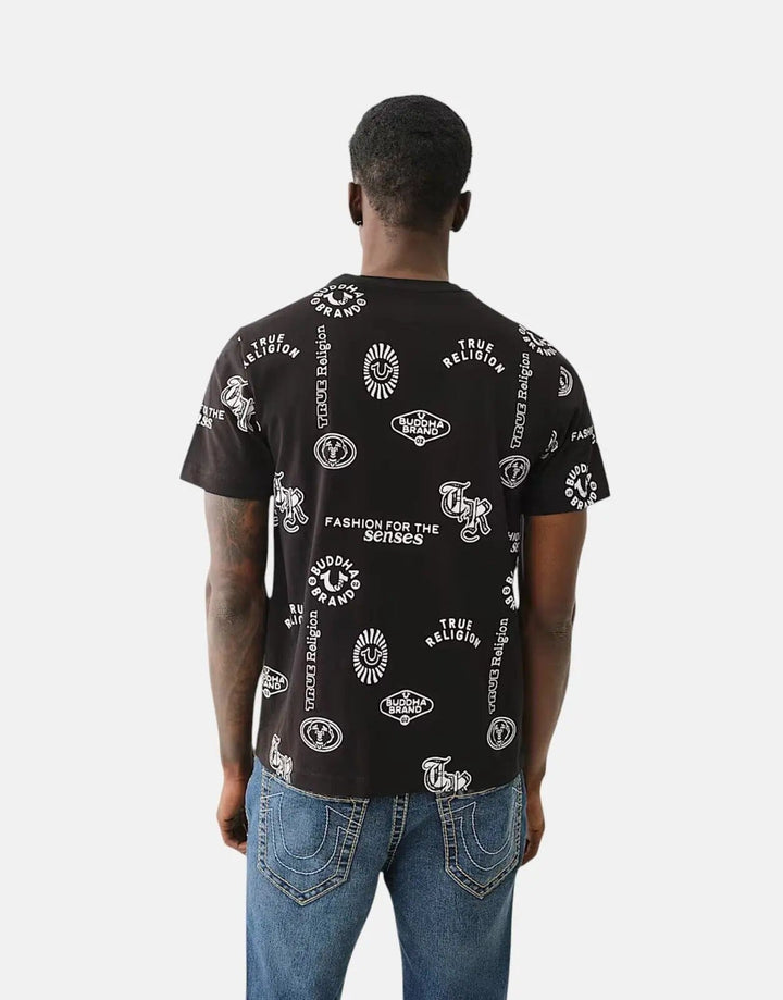 True Religion Scattered AOP Jet Black T-Shirt - Subwear