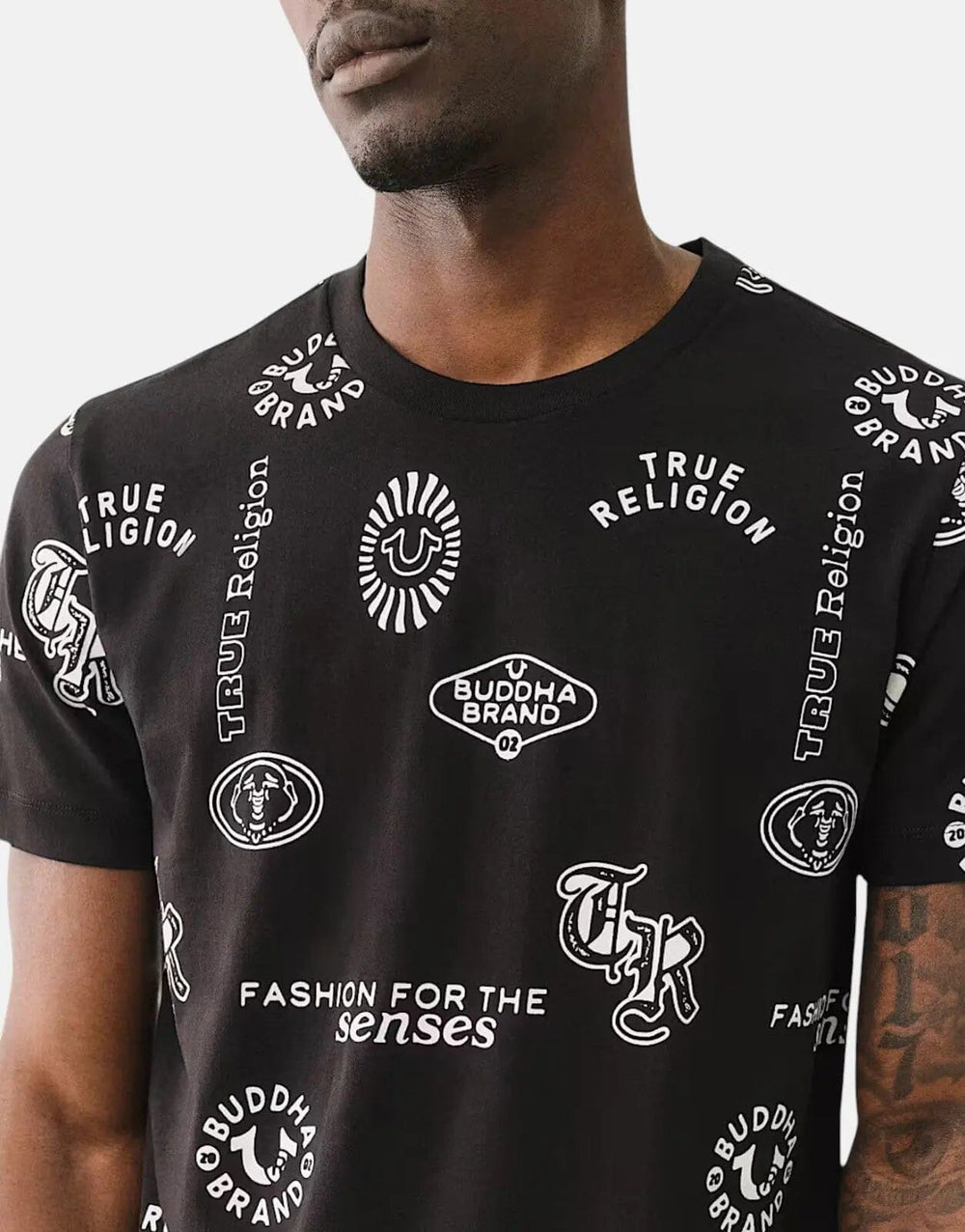 True Religion Scattered AOP Jet Black T-Shirt - Subwear