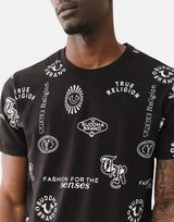 True Religion Scattered AOP Jet Black T-Shirt - Subwear