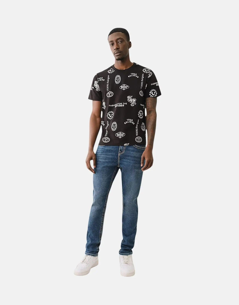 True Religion Scattered AOP Jet Black T-Shirt - Subwear