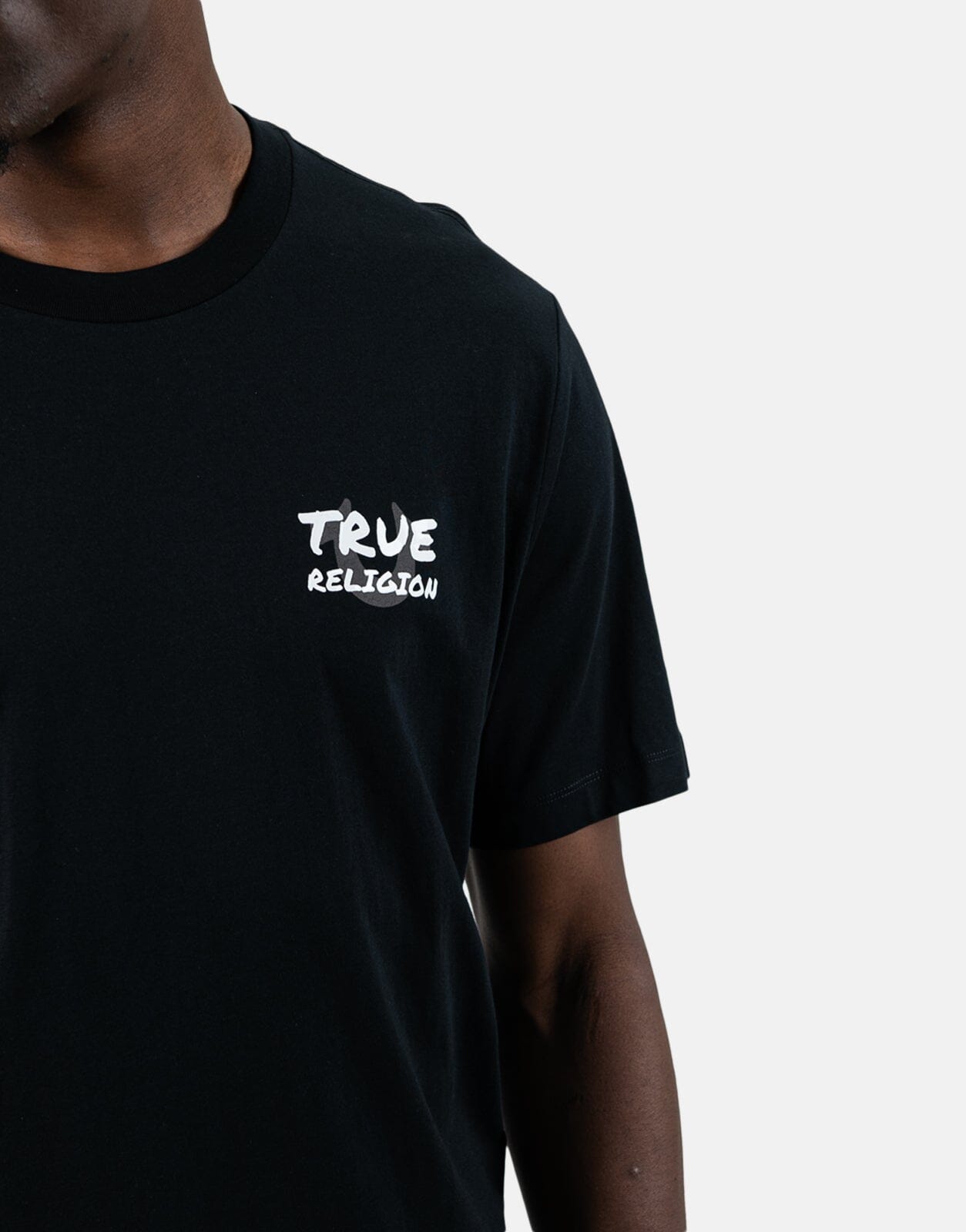 True Religion Script Newspaper Black T-Shirt - Subwear