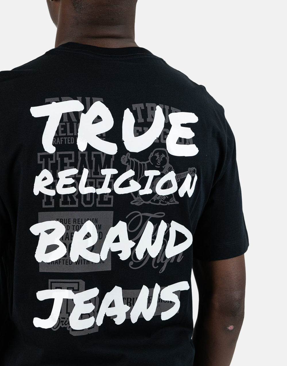 True Religion Script Newspaper Black T-Shirt - Subwear