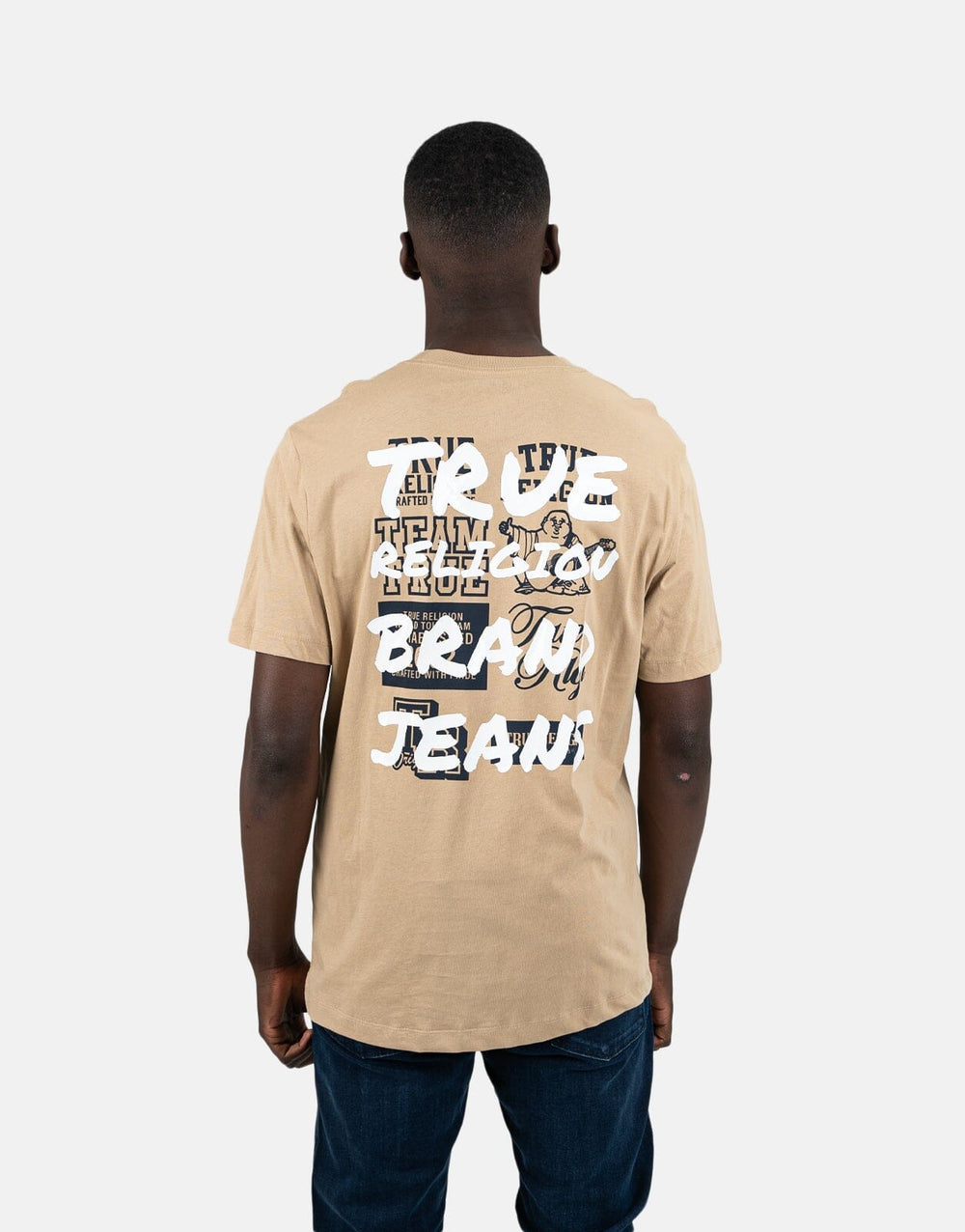 True Religion Script Newspaper Brown T-Shirt - Subwear