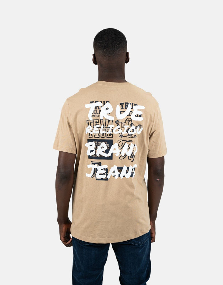 True Religion Script Newspaper Brown T-Shirt - Subwear