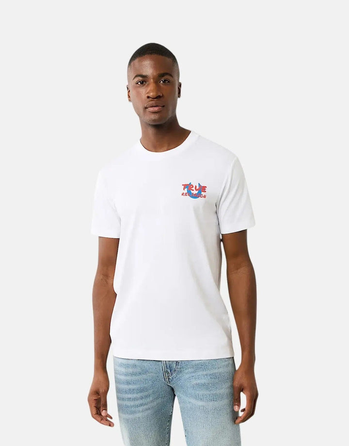 True Religion Script Newspaper White T-Shirt - Subwear