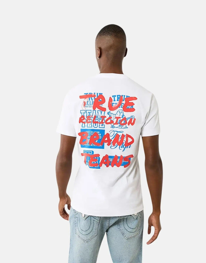 True Religion Script Newspaper White T-Shirt - Subwear