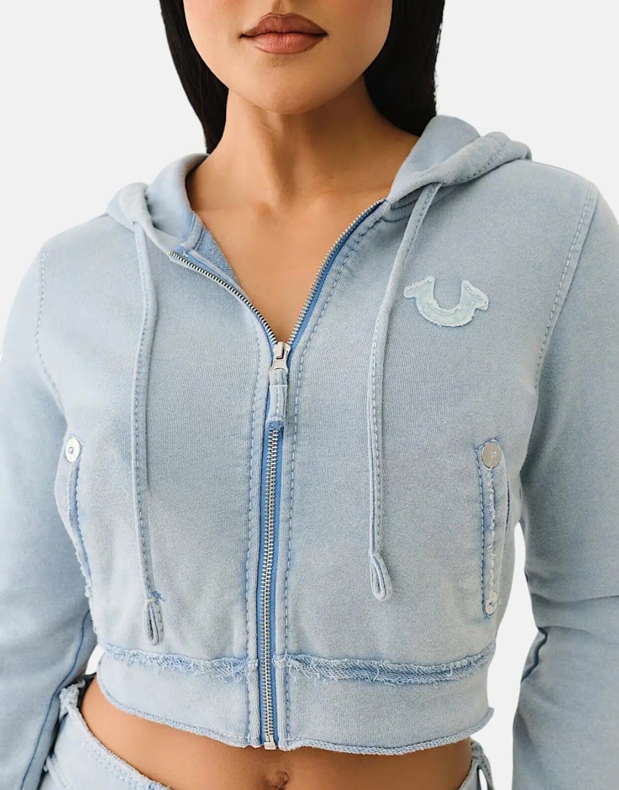 True Religion Washed Raw Edge Big Zip Up Sweatshirt - Subwear