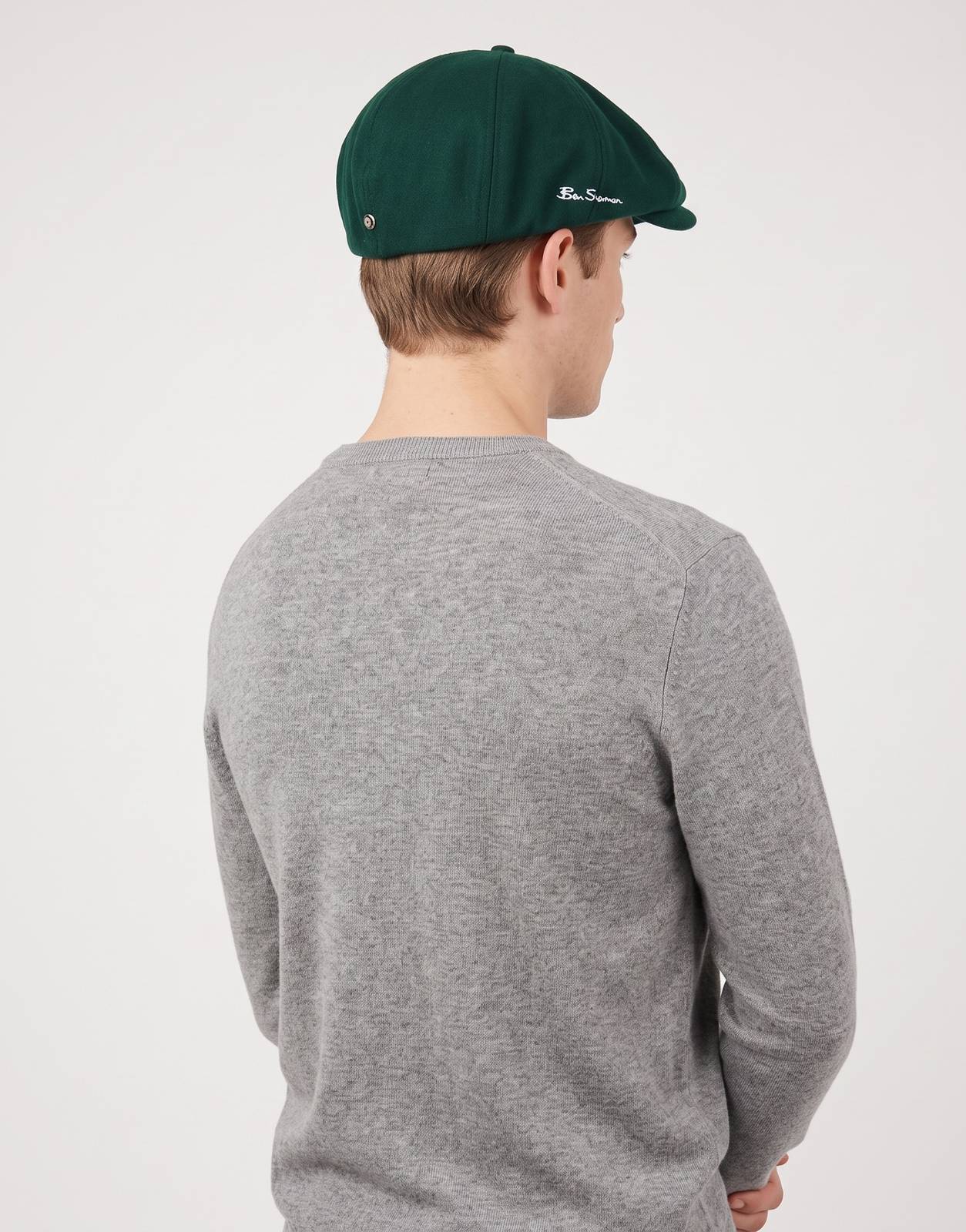 Ben Sherman Ivy Forest Green Hat, made of felt material, featuring a white embroidered logo on the back and a silver side