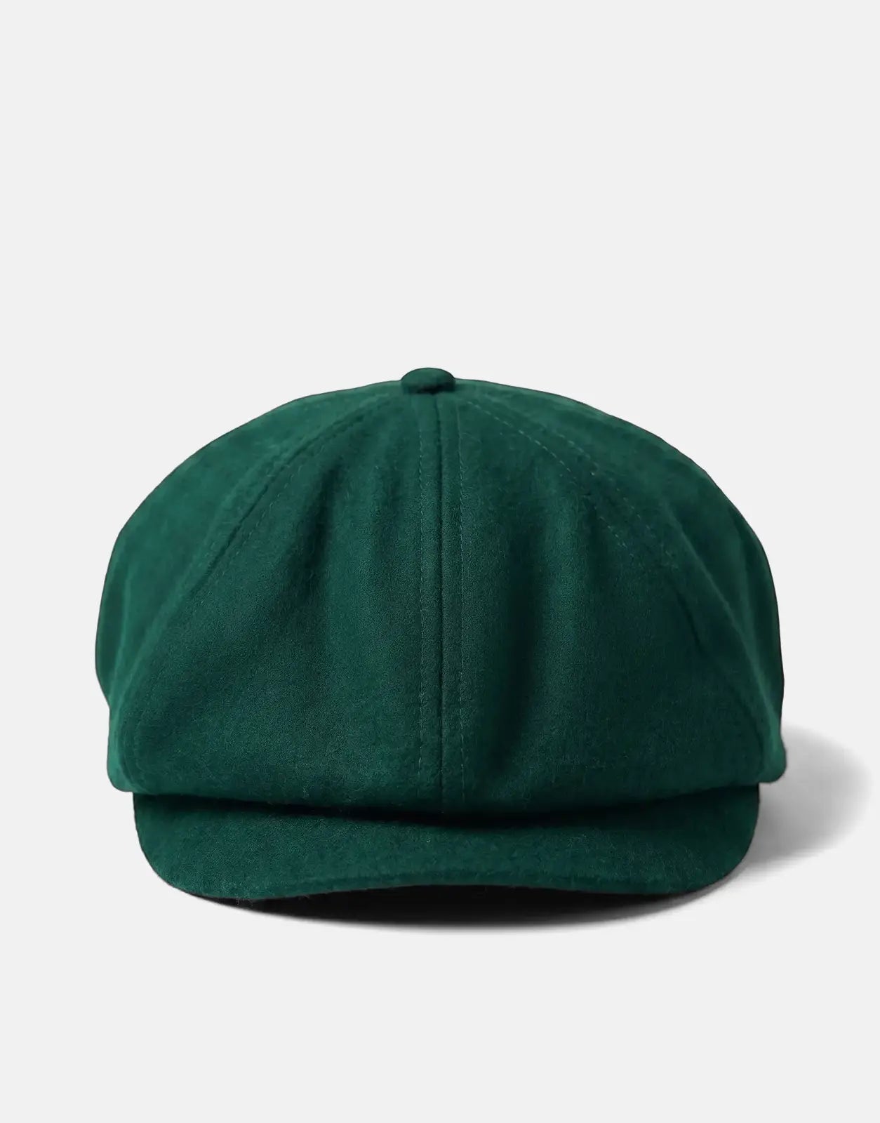Front view of a Ben Sherman Ivy Forest Green Hat, a classic newsboy cap made from wool-blend fabric.