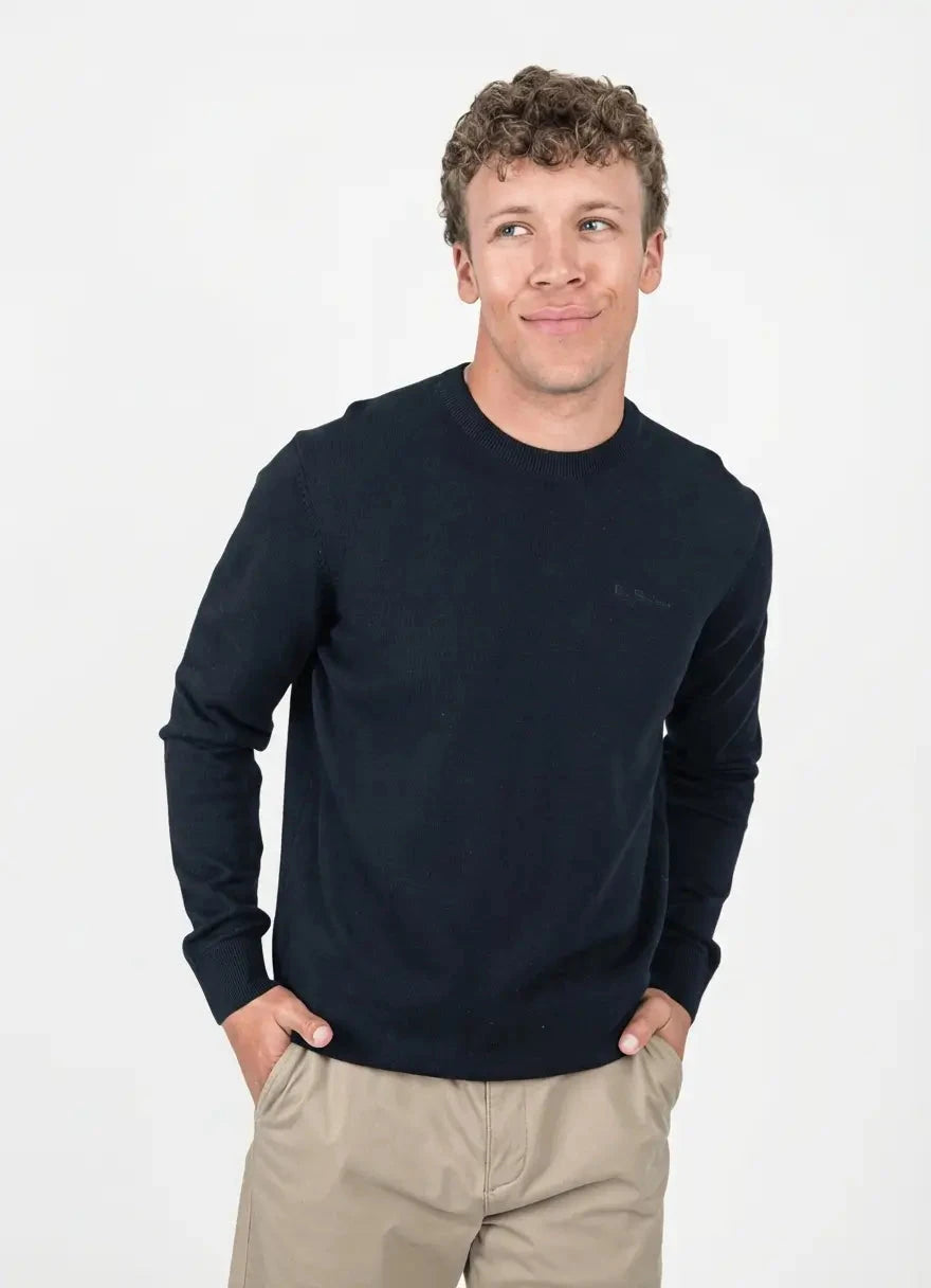 Ben Sherman Knit Crew Neck Black Sweatshirt - Subwear
