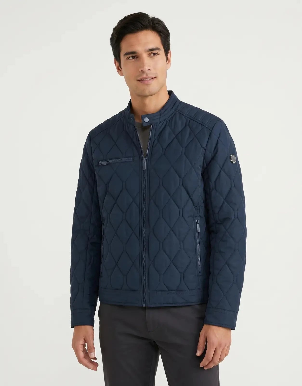 Ben Sherman Quilted Blue Bomber Jacket - Subwear