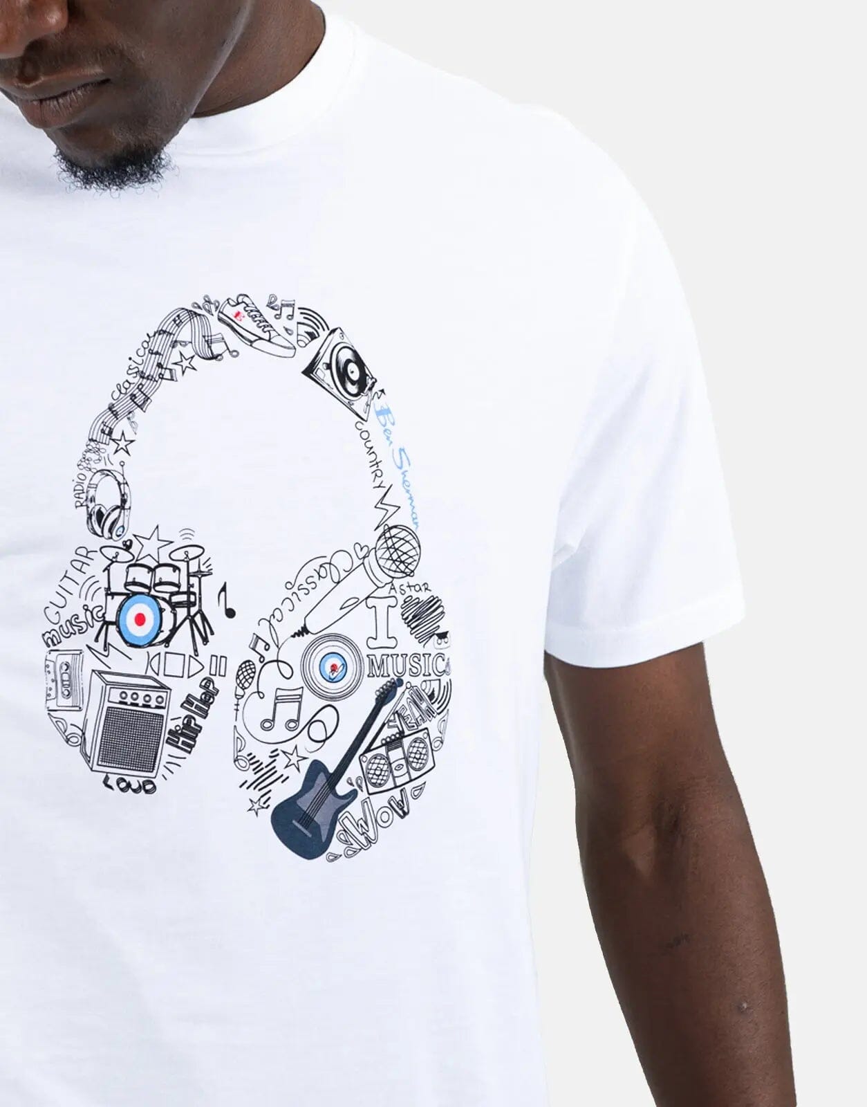 Ben Sherman Typography Headphones White T-Shirt - Subwear