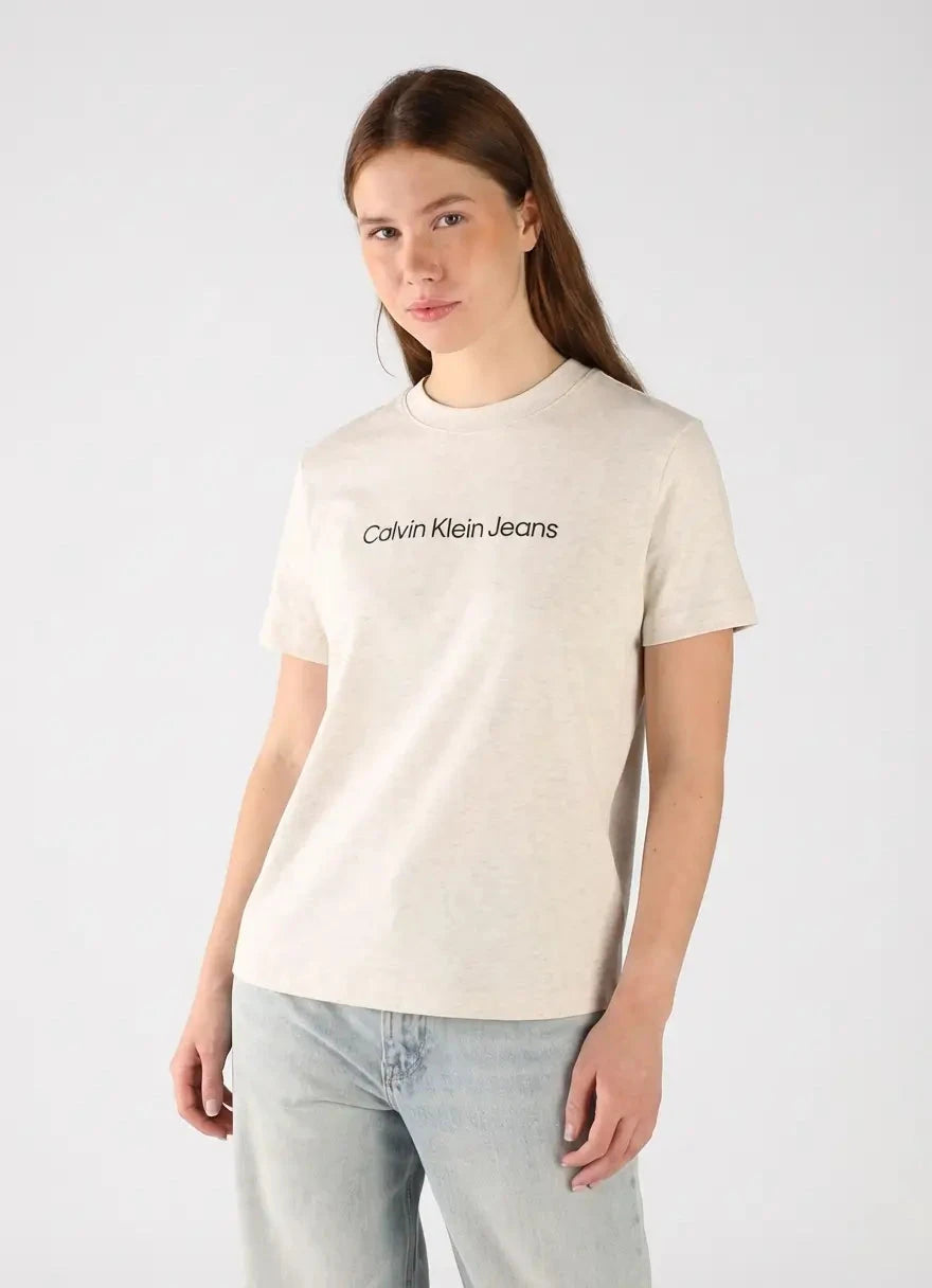 Calvin Klein A-Inst Logo Classic Beige T-Shirt - Subwear