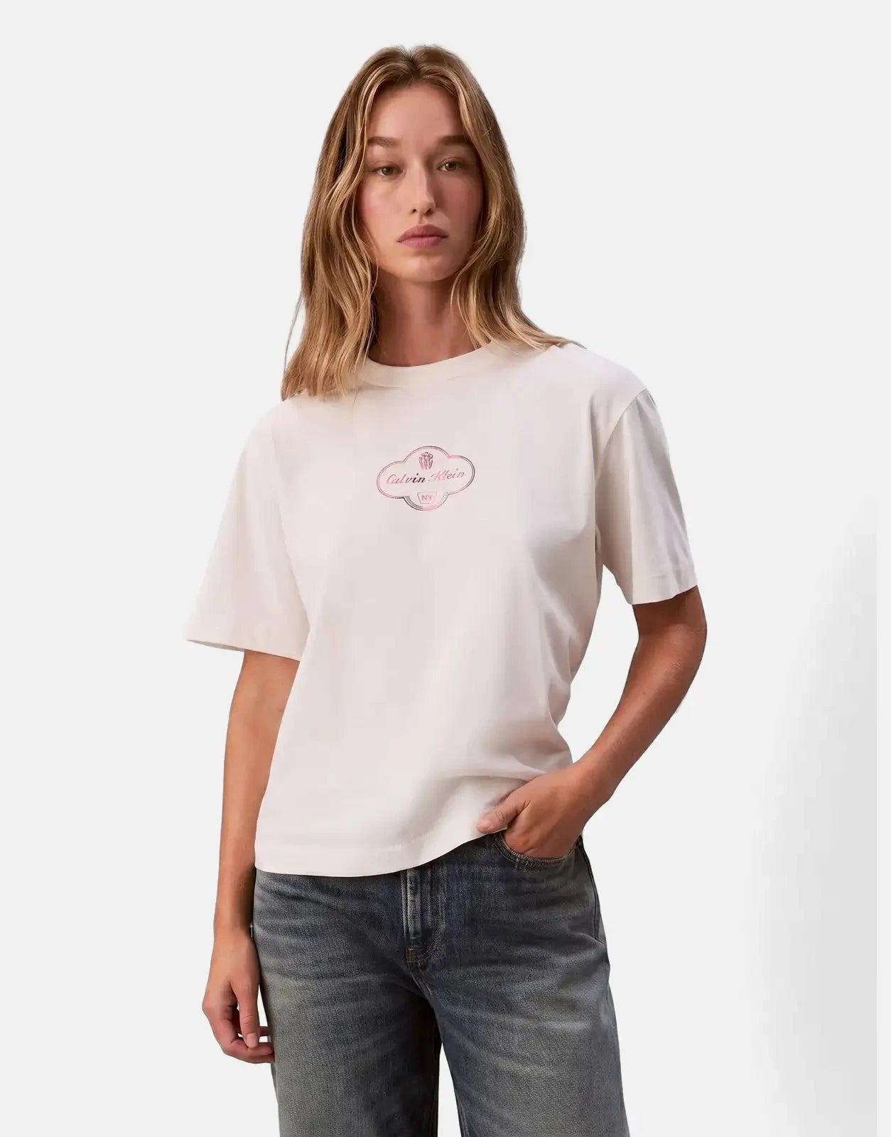 Calvin Klein Boxy Coctail Logo White T-Shirt - Subwear