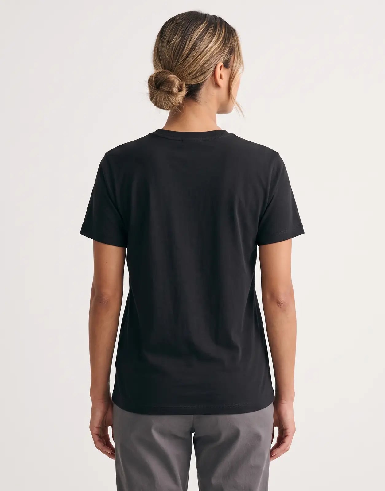 Calvin Klein Classic Fit Monogram Black T-Shirt for men, back view, made from smooth cotton fabric.