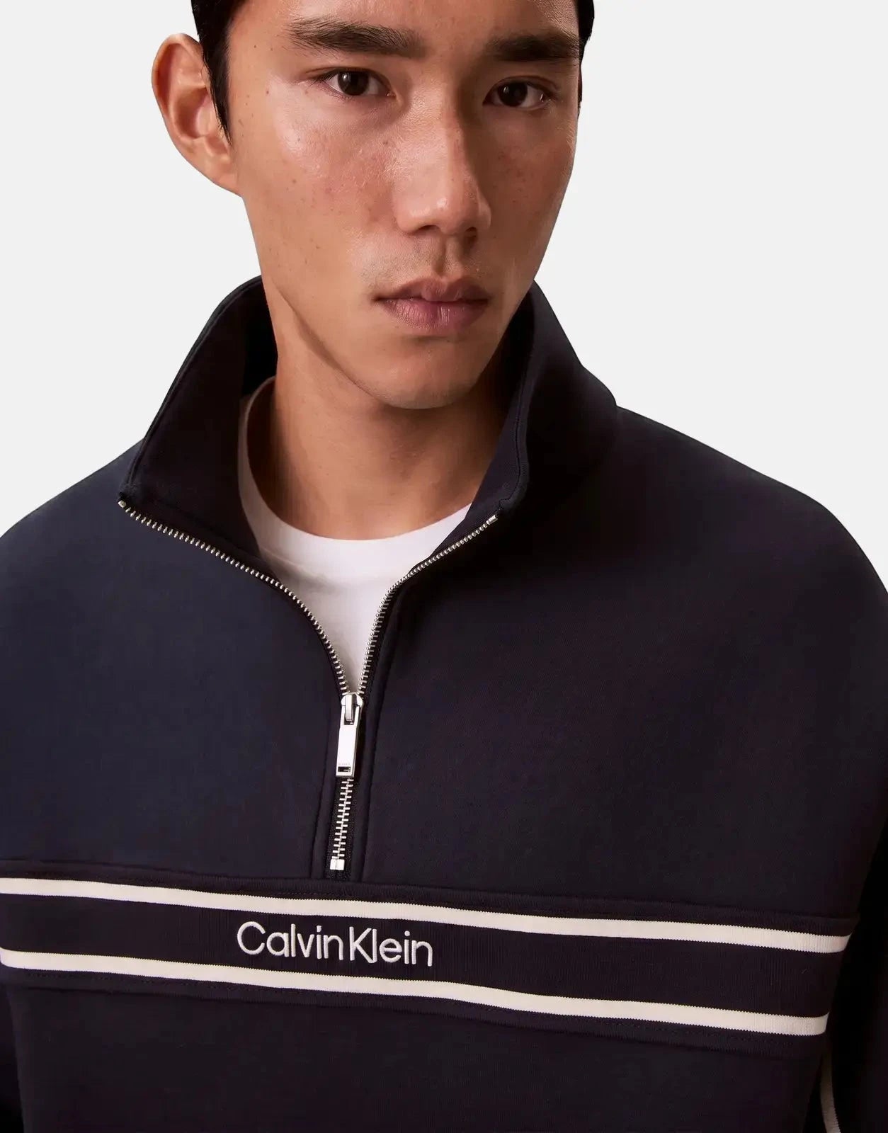 Calvin Klein Cotton Spacer Stripe Rib Quarter Zip - Subwear