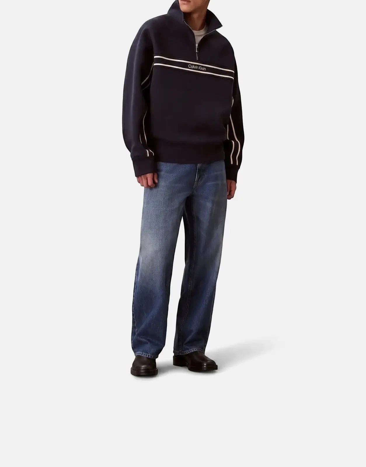 Calvin Klein Cotton Spacer Stripe Rib Quarter Zip - Subwear