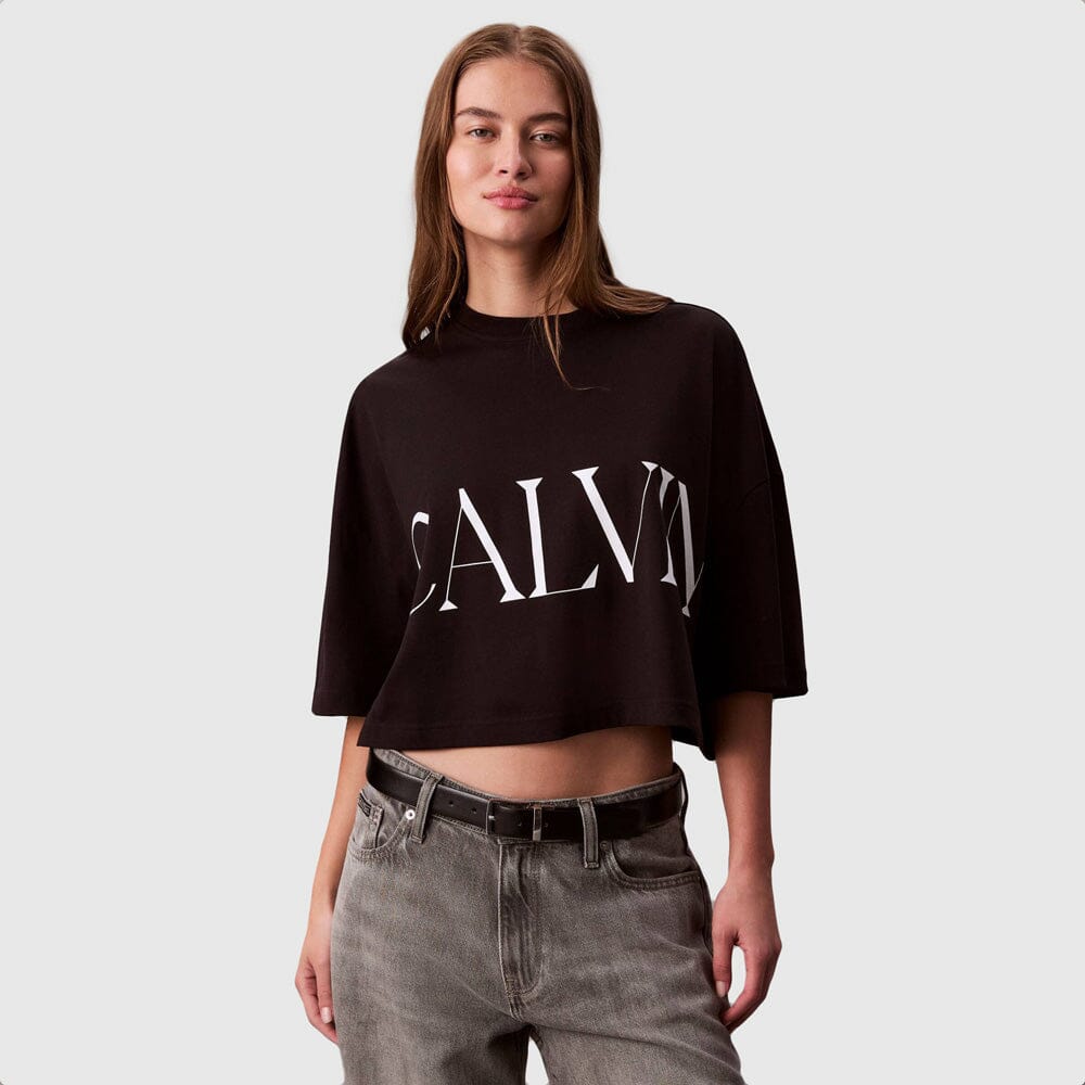 Calvin Klein Cropped Graphic T-Shirt Blk - Subwear