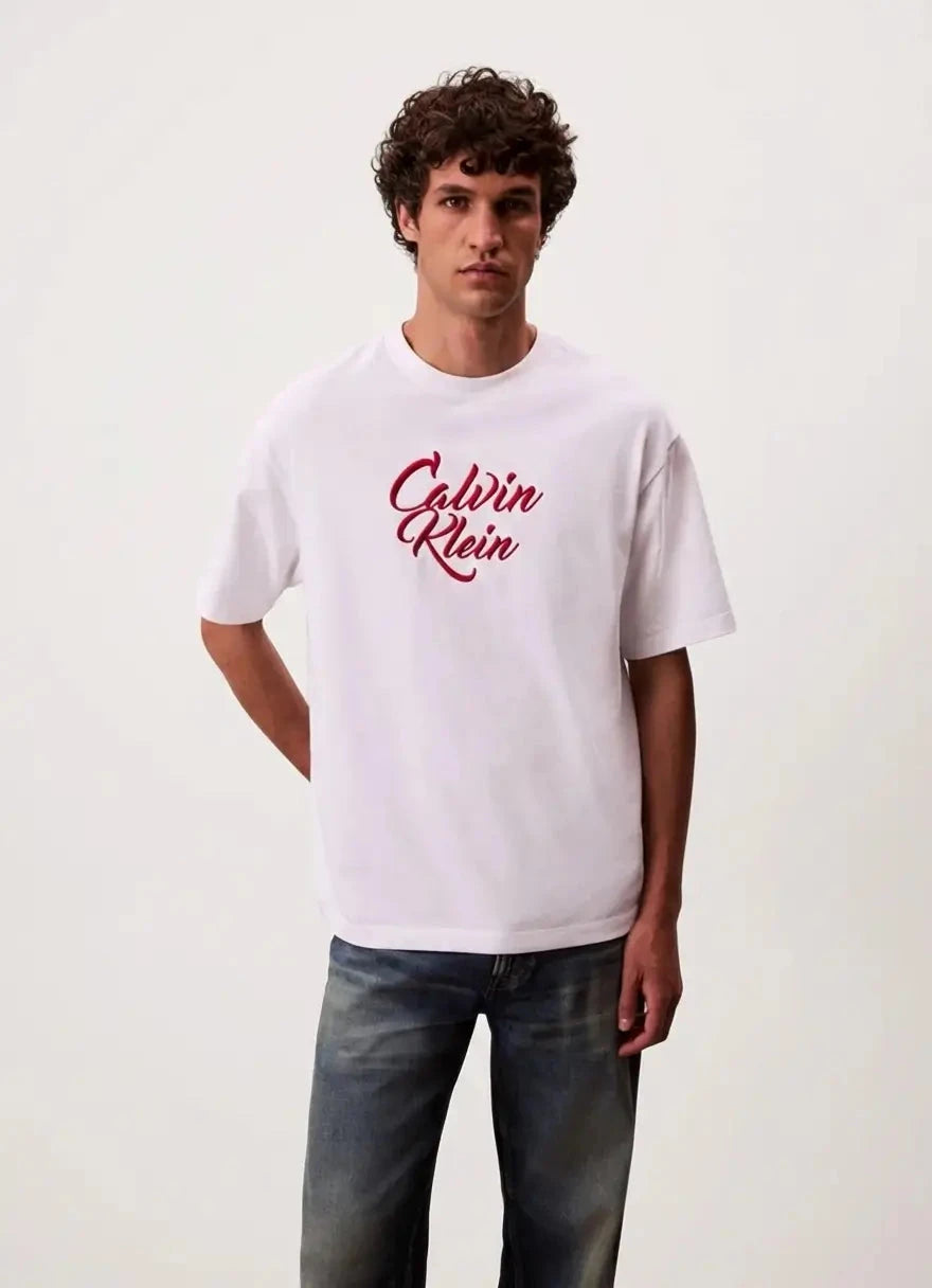 Calvin Klein Cursive Graphic T-Shirt White - Subwear