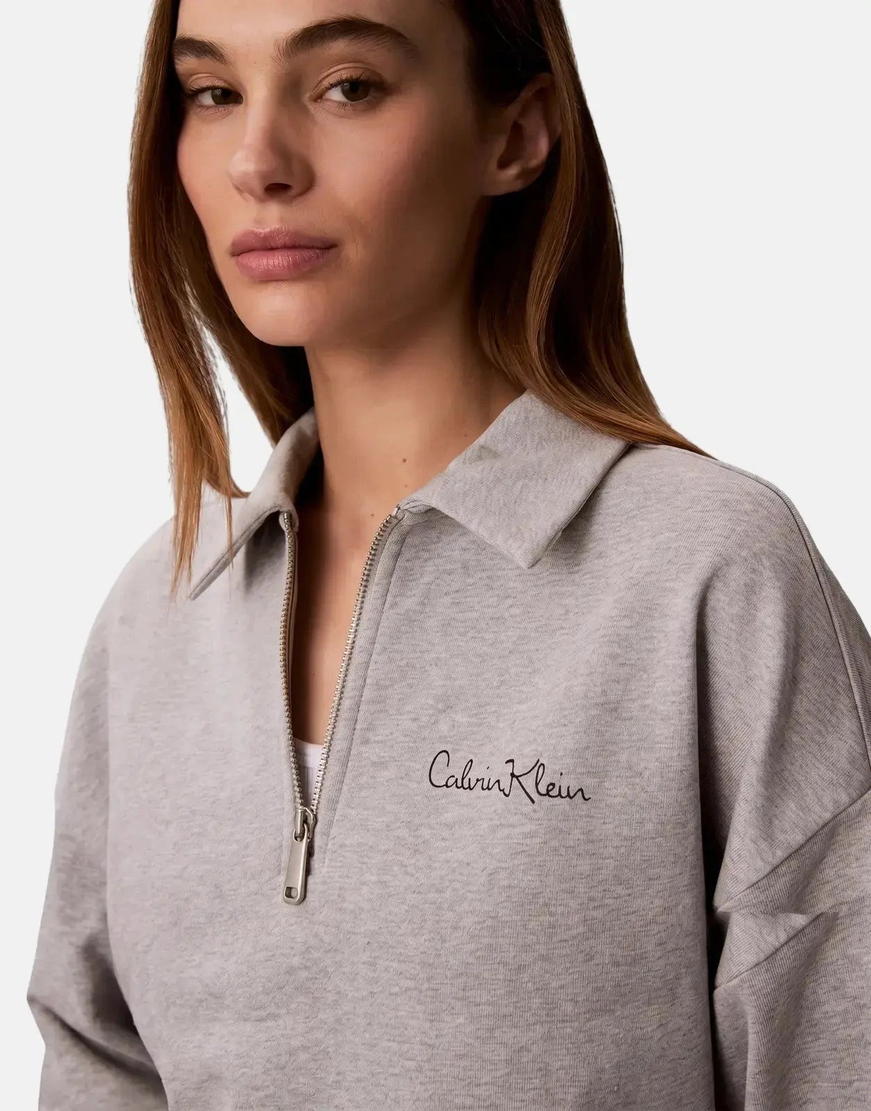 Calvin Klein French Terry Graphic Grey Quarter Zip - Subwear
