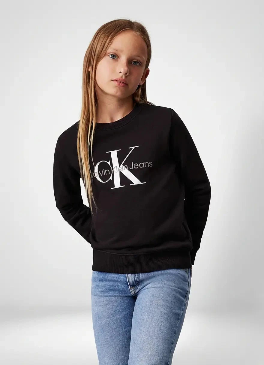 Calvin Klein Kids Monogram Terry Black Sweatshirt - Subwear