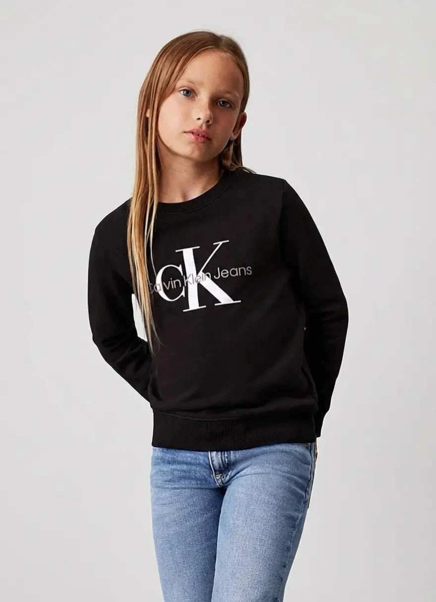 Calvin Klein Kids Monogram Terry Black Sweatshirt - Subwear
