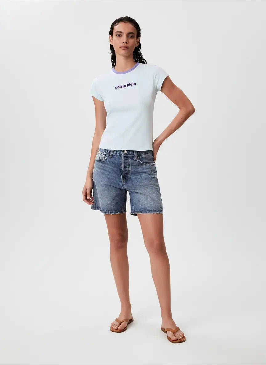 Calvin Klein Retro Light Blue Logo Graphic T-Shirt - Subwear