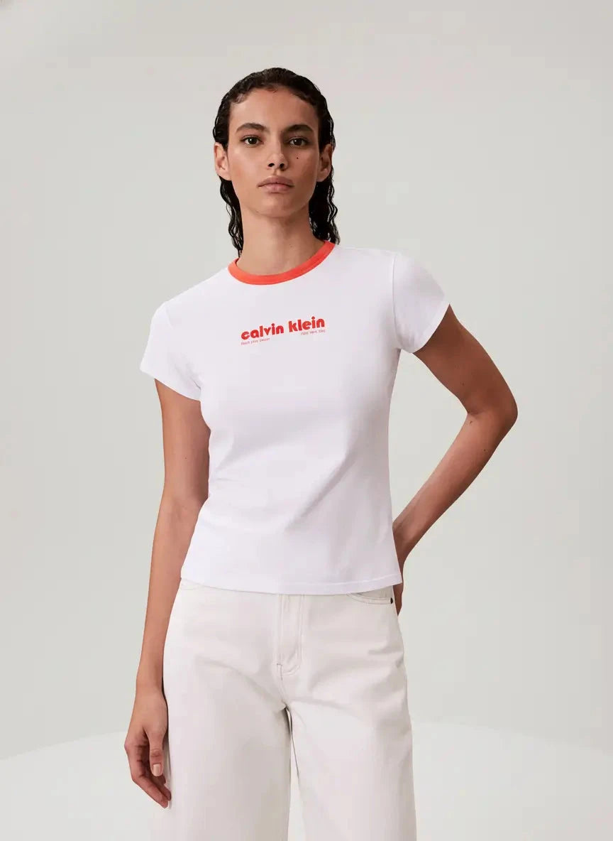 Calvin Klein Retro White Logo Graphic T-Shirt - Subwear