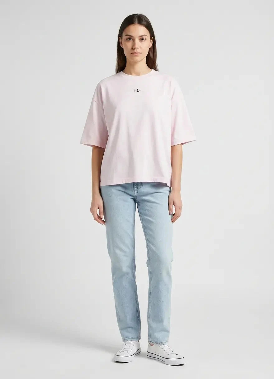 Calvin Klein Woven Label Blush Oversized T-Shirt - Subwear