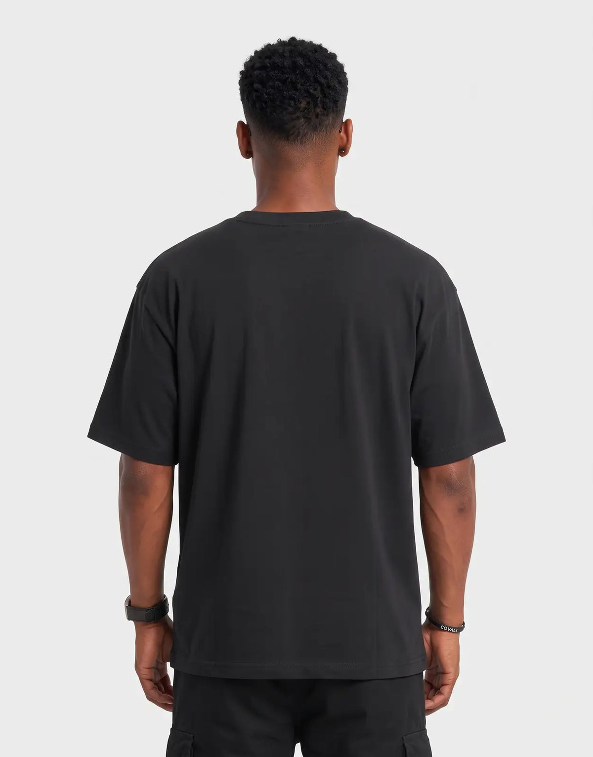 Covali Forzi black T-shirt shown from the back with short sleeves and a simple, relaxed fit for everyday wear.
