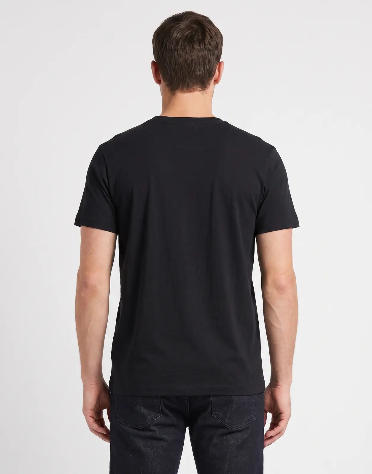 Covali Scato men's black t-shirt, back view. Made from soft cotton fabric, perfect for casual wear.