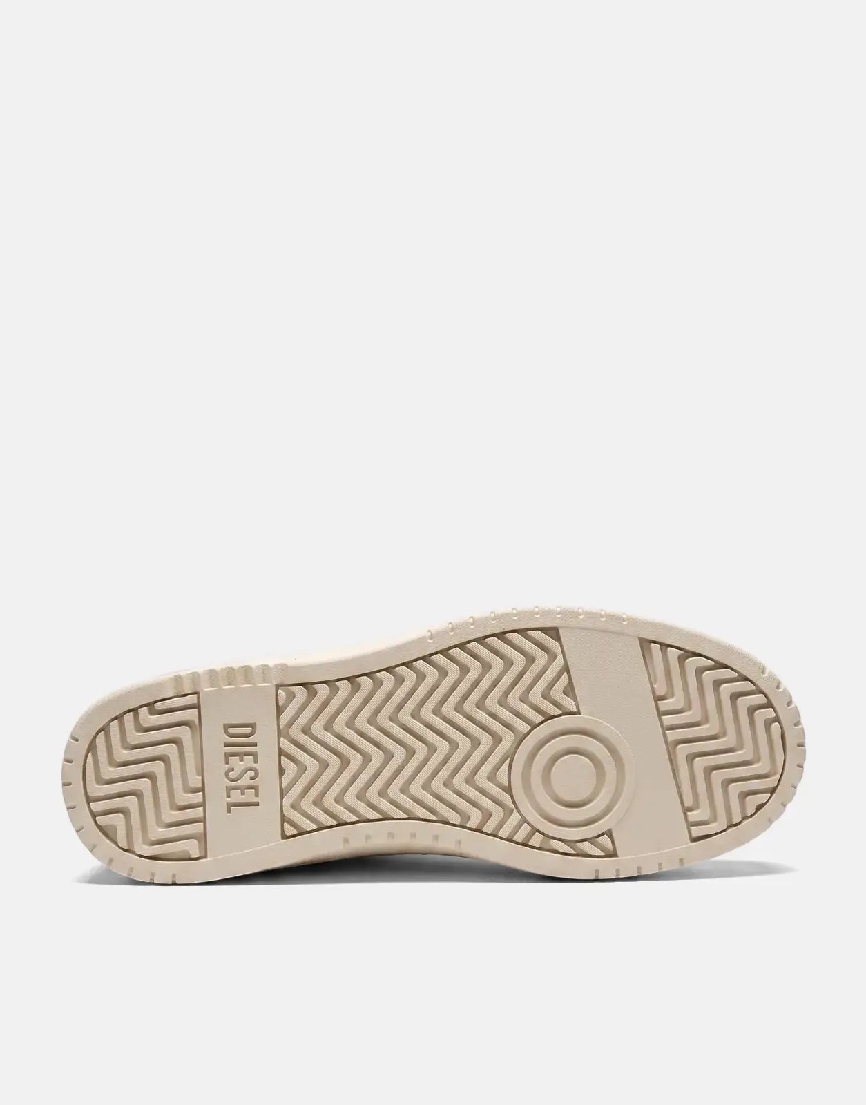 Beige Diesel S-Tracked Low Sneakers HA668, showing the bottom sole with a distinct traction pattern and Diesel branding.